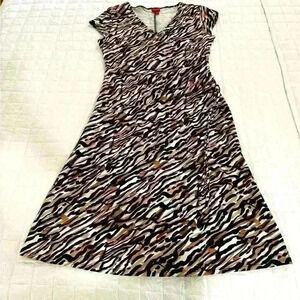 Merona Tiger Print Ruched Dress Faux Wrap Fitted Work Dressy Career Size Small